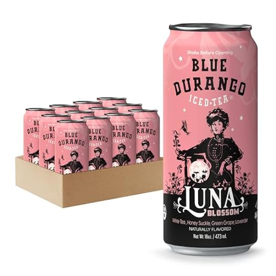 Blau Durango Iced Tee - Luna Blossom - Weiß Tea, Weiß Grape, Honeysuckle, & Lavender - Low Sugar, Non-GMO, No Artificial Sweeteners, Gluten-Free - Lightly Sweetened Ice Tee - Natural Ingredient Ice Drinks - 16 oz Cans (12 Pack) 337496250